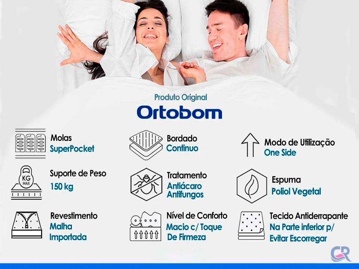 Cama Box CRC +Colchão Molas Freedom Ortobom