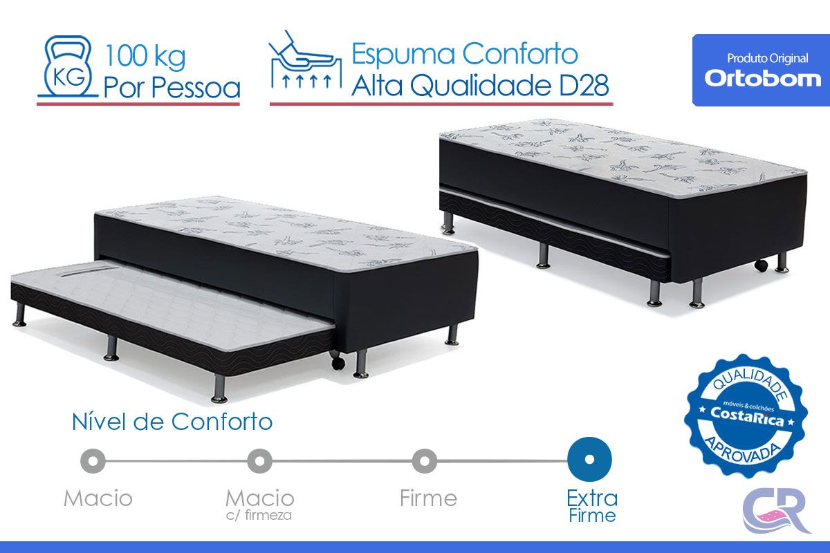 Cama Box c/Aux CRC +Colchão Nero Black Ortobom