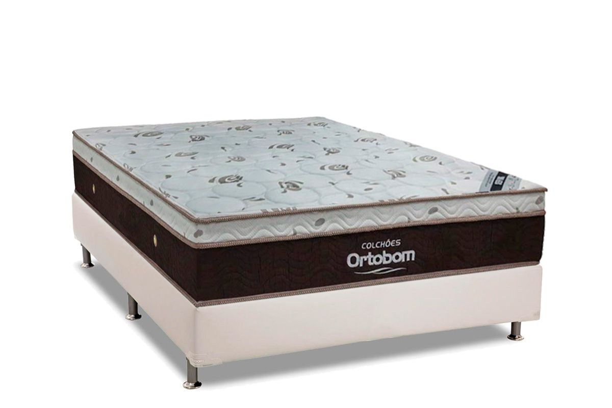 Cama Box CRC +Colchão Molas Sleep King Látex Ortobom