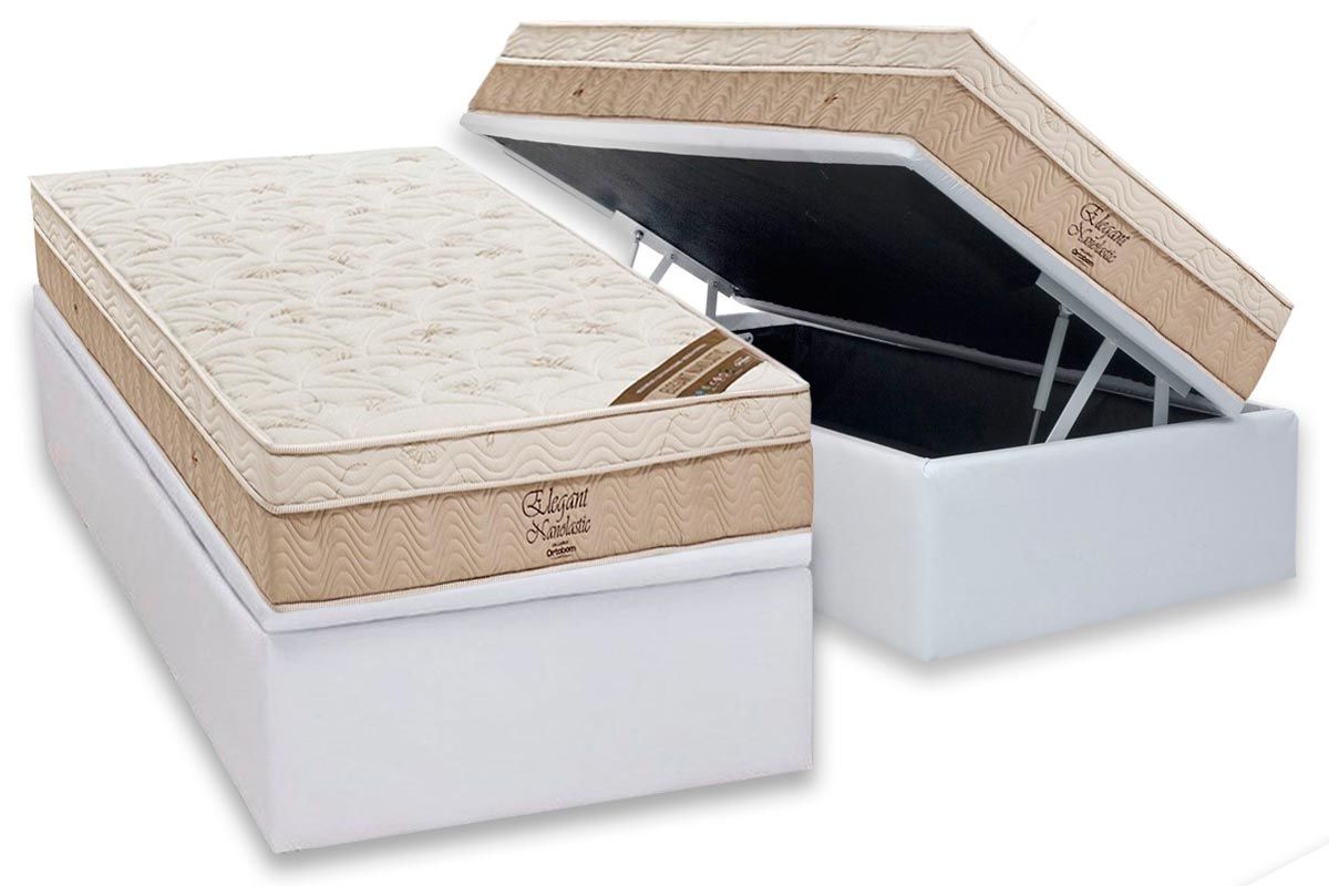 Cama Box Baú CRC +Colchão Molas Elegant Ortobom