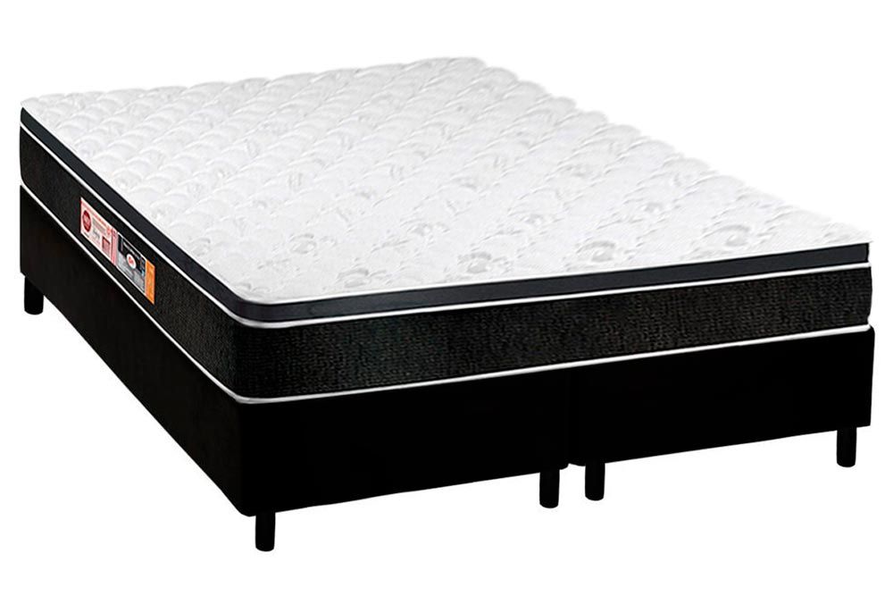 Cama Box CRC +Colchão Espuma D45 Black White Castor
