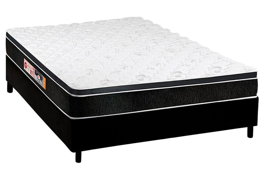 Cama Box CRC +Colchão Espuma D45 Black White Castor