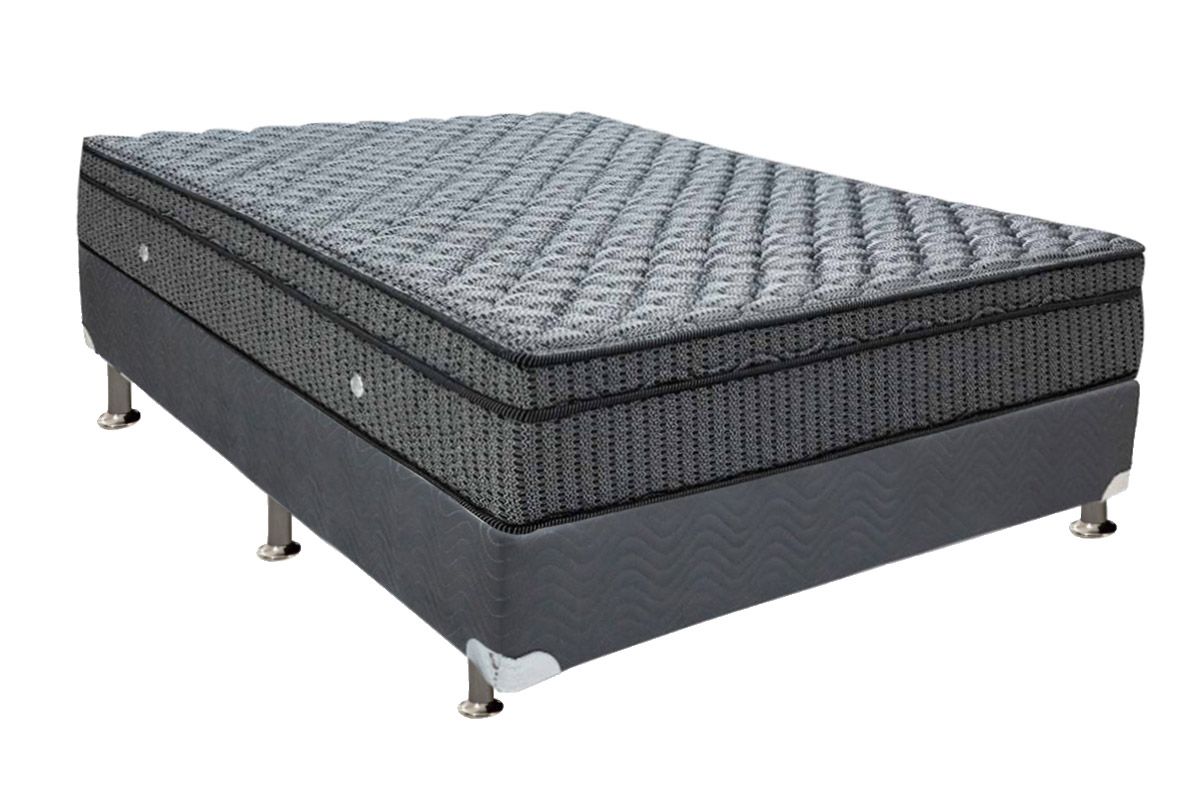 Cama Box: Colchão Molas Ortobom Hotelaria Nanolastic Orthotel Superluxo + Base CRC Suede Gray
