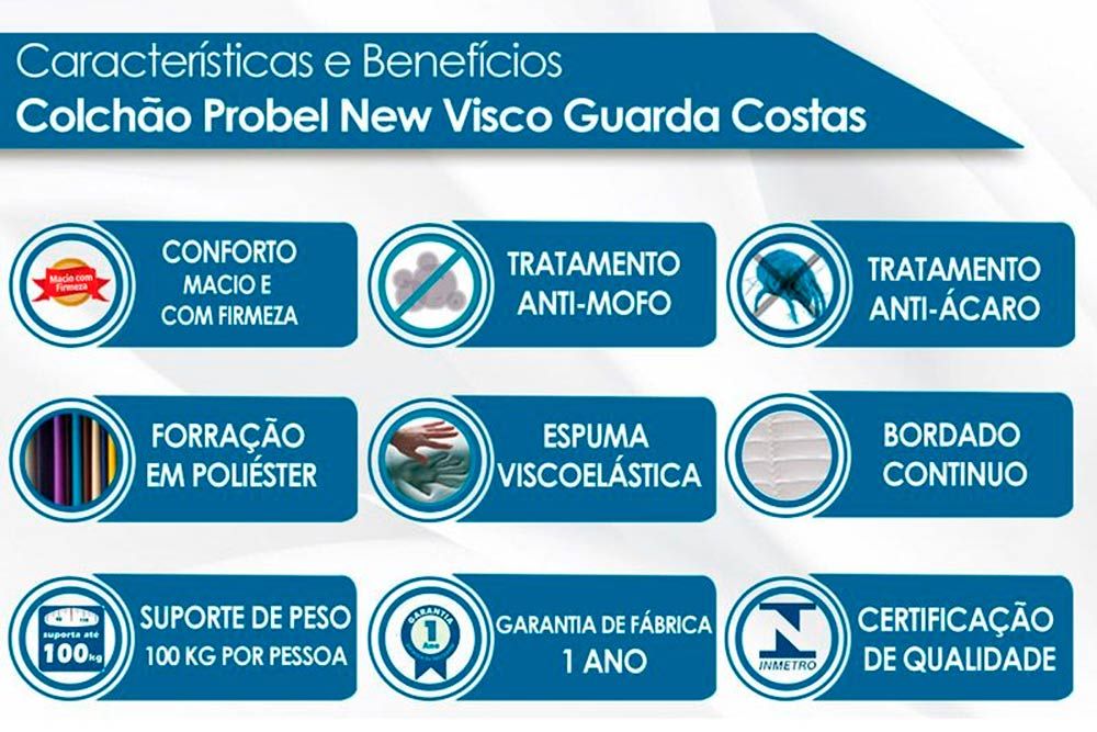 Cama Box CRC +Colchão Espuma D26 Visco Gel Probel