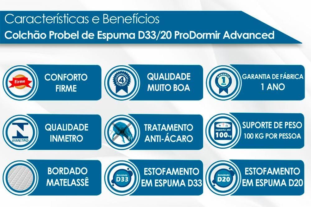 Cama Box CRC +Colchão Espuma D33 Advanced Probel