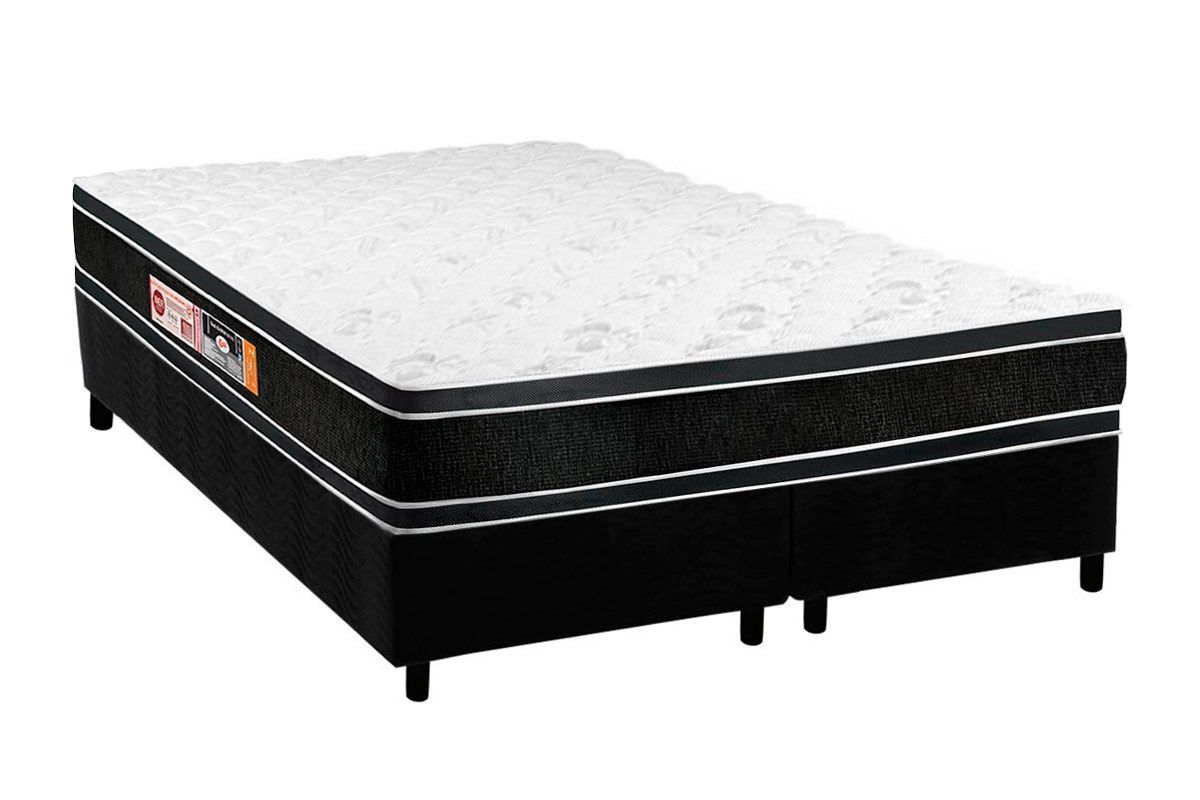Cama Box CRC +Colchão Espuma D33 Black White Castor