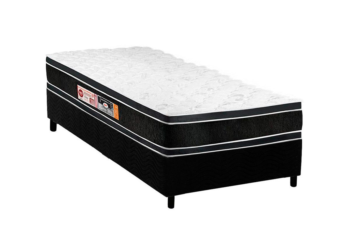 Cama Box CRC +Colchão Espuma D33 Black White Castor