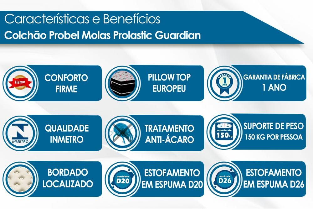 Cama Box CRC +Colchão Molas Guardian Probel