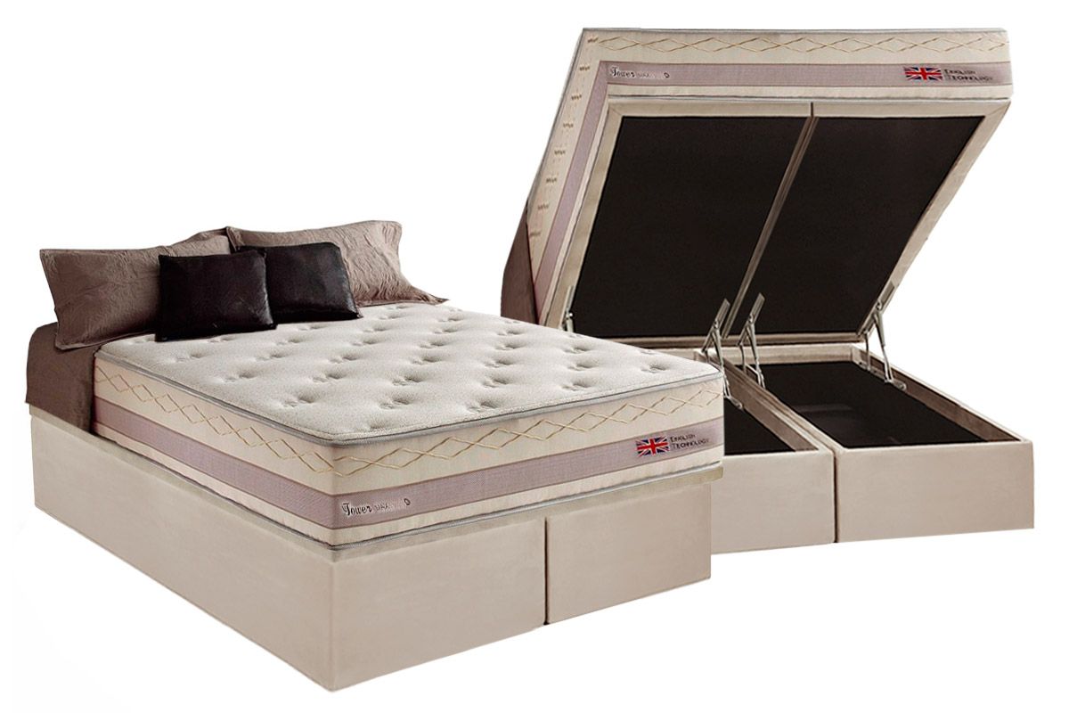 Cama Box Baú CRC +Colchão Molas Tower Herval