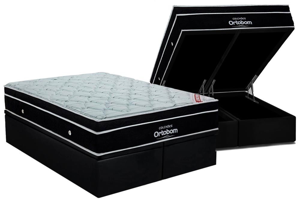 Cama Box Baú CRC +Colchão Molas Elegant Ortobom