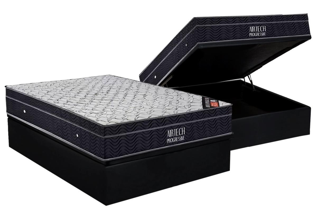 Cama Box Baú CRC +Colchão Molas Airtech Ortobom