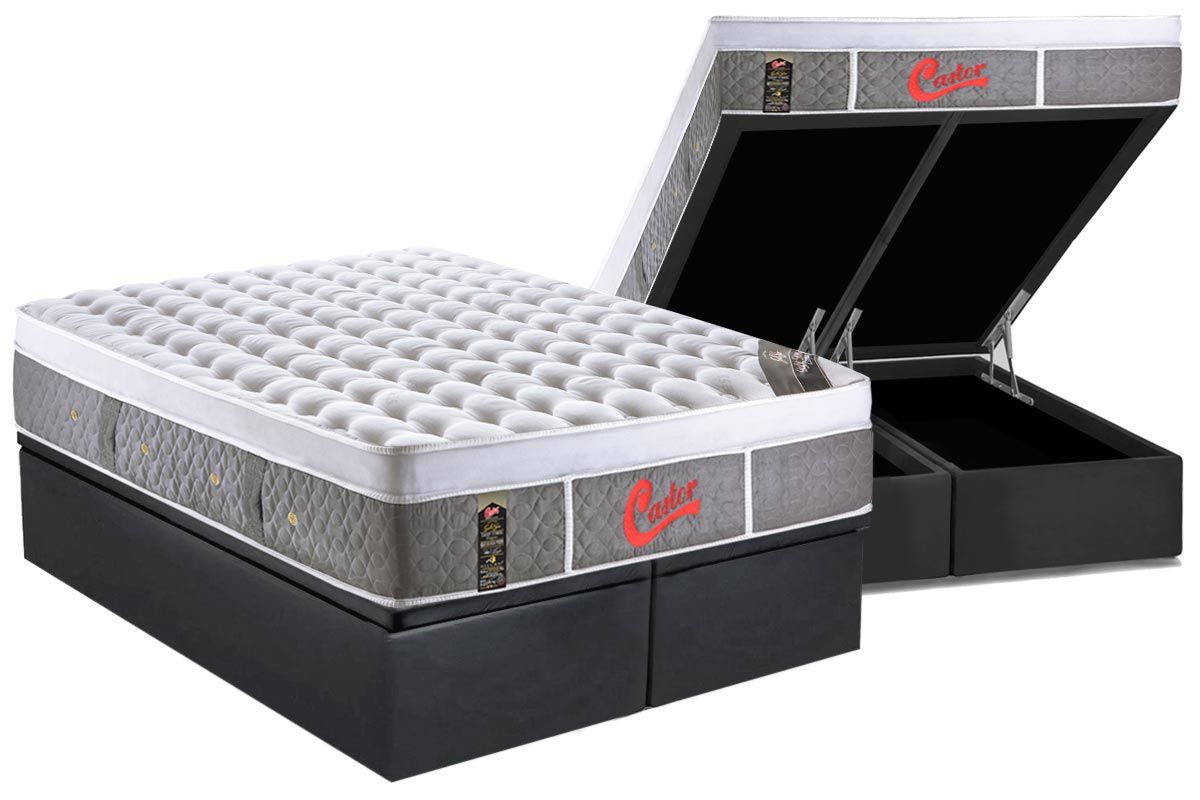 Cama Box Baú CRC +Colchão Molas LightPlush Castor