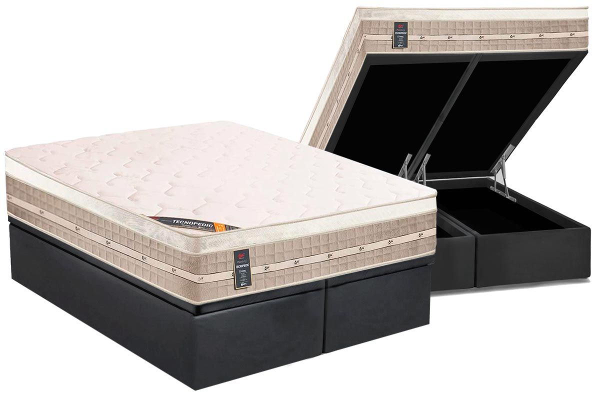 Cama Box Baú CRC +Colchão Molas Premium Castor