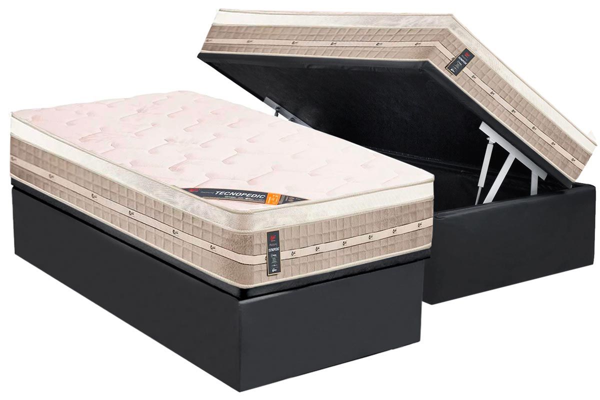 Cama Box Baú CRC +Colchão Molas Premium Castor