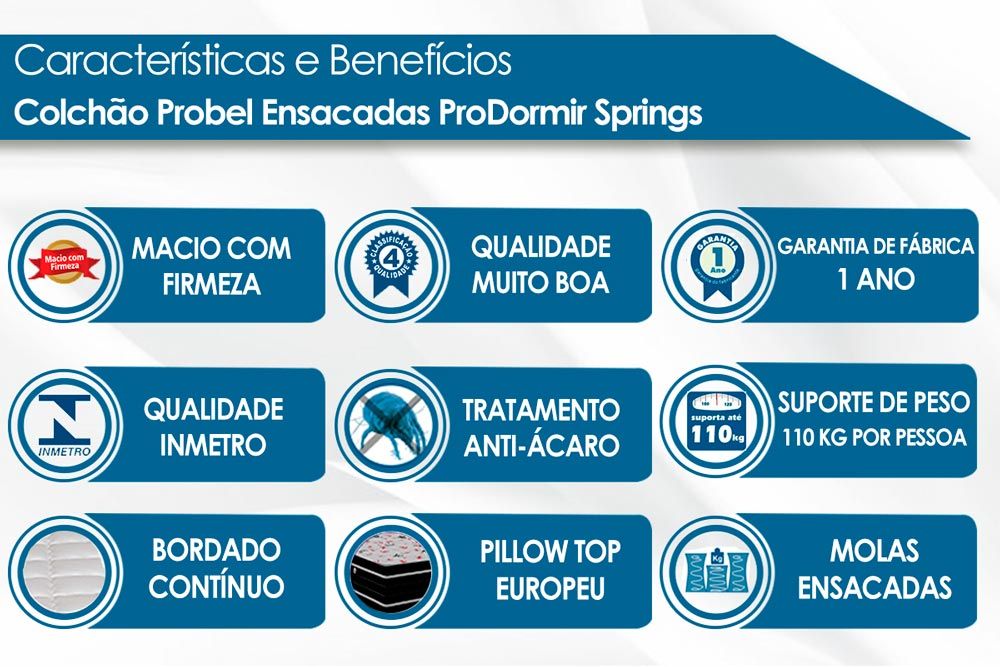Cama Box Baú CRC +Colchão Molas Springs Luxo Probel