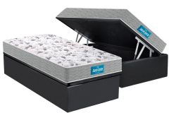 Cama Box Baú: Colchão Anatômico Probel D45 Guarda Costas PróExtreme Plus + Base CRC Suede Gray