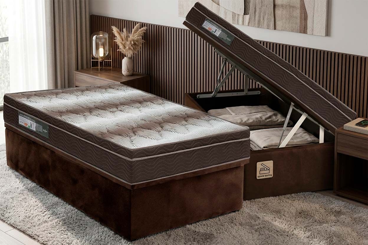 Cama Box Baú CRC +Colchão Ortopédico Light Ortobom