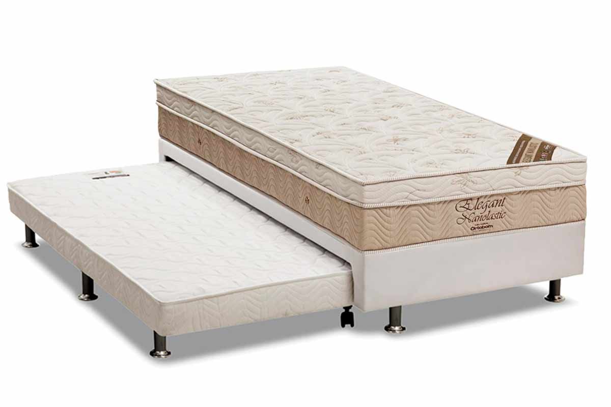 Cama Box c/Aux CRC +Colchão Molas Elegant Ortobom