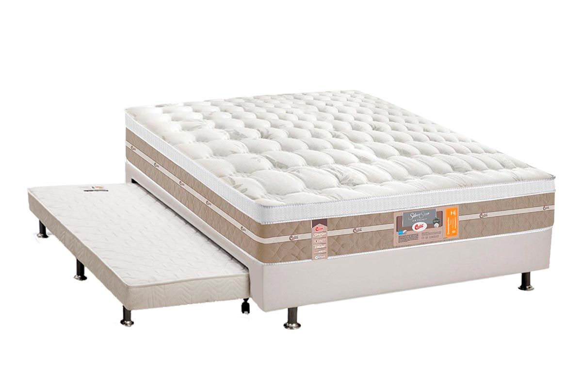 Cama Box c/Aux CRC +Colchão Molas SilverStar Castor