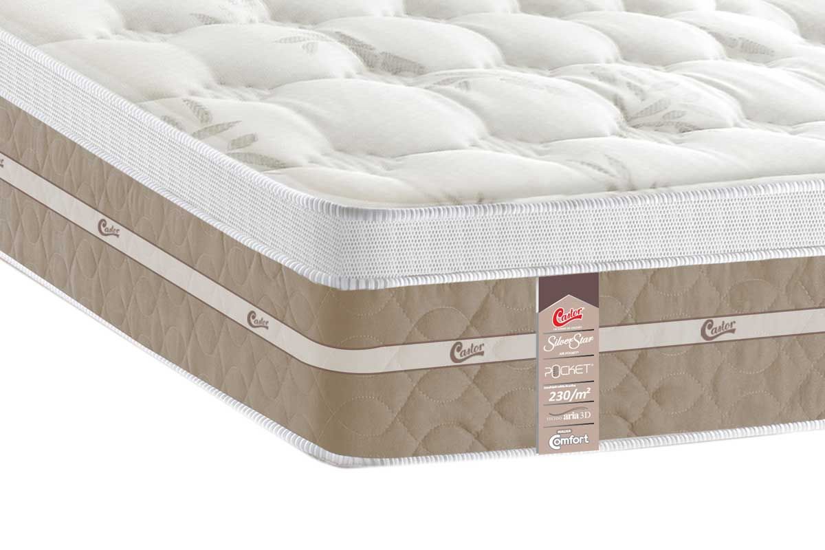Cama Box c/Aux CRC +Colchão Molas SilverStar Castor