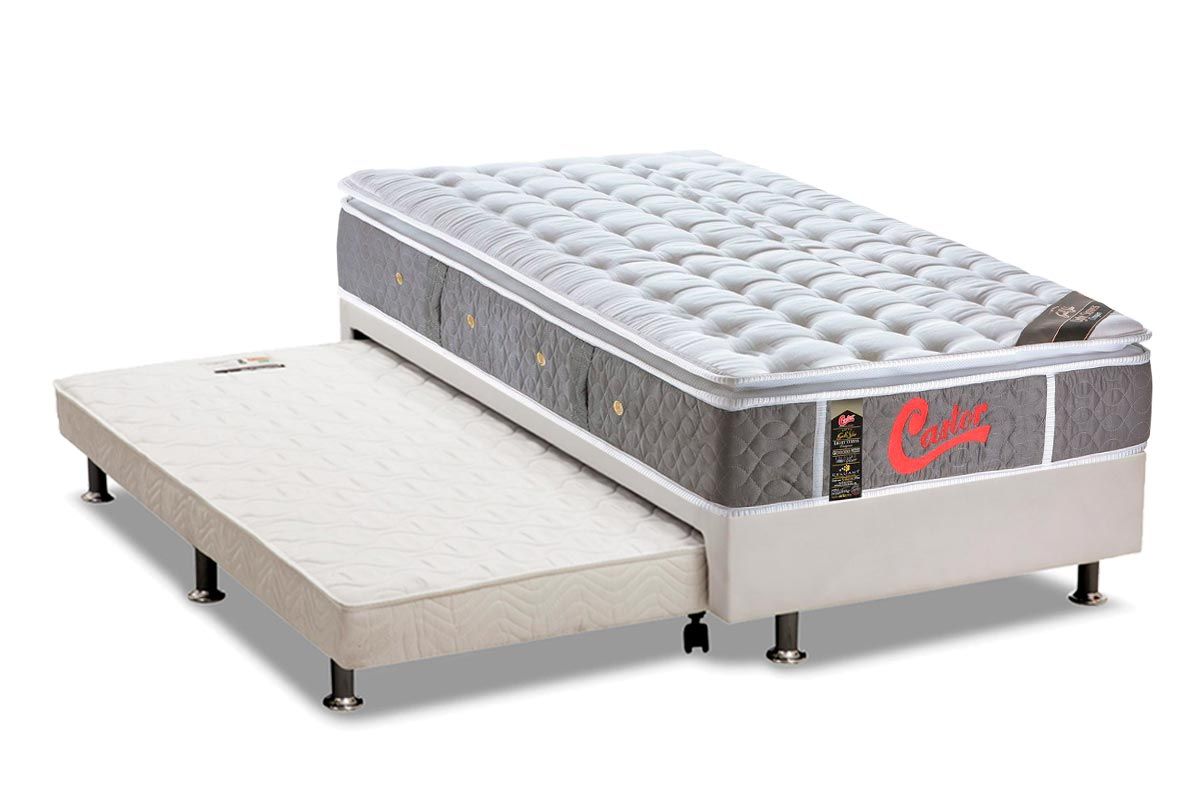Cama Box c/Aux CRC +Colchão Molas Light Stress Castor