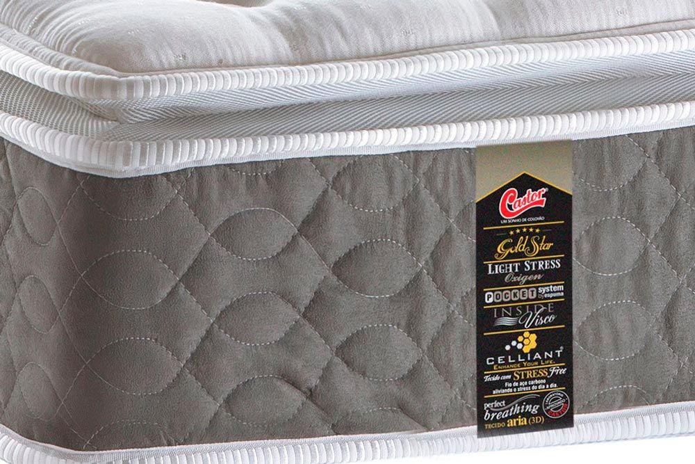 Cama Box c/Aux CRC +Colchão Molas Light Stress Castor