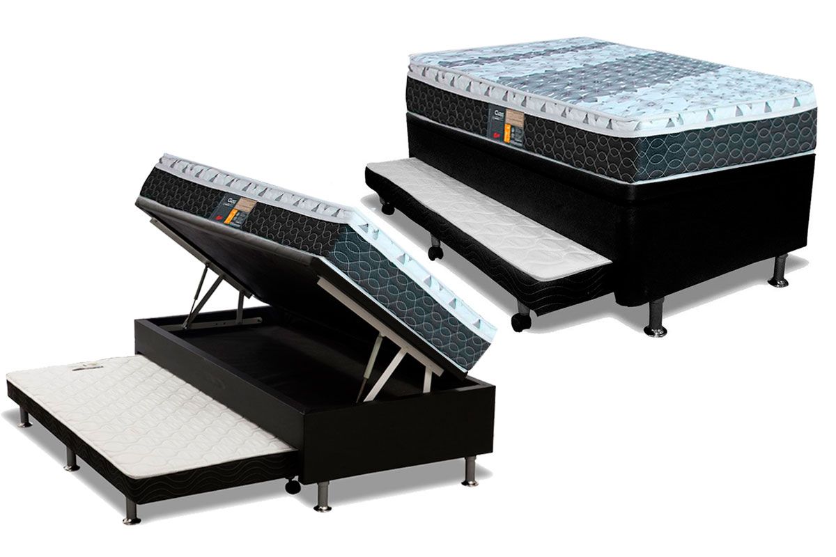 Cama Baú c/Aux CRC +Colchão Molas Class Castor