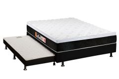 Cama Box c/Aux Filhão +Colchão D45 Black White Castor