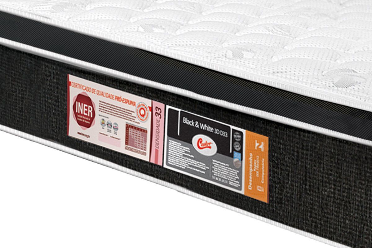 Cama Box c/Aux CRC +Colchão D33 Black White Castor