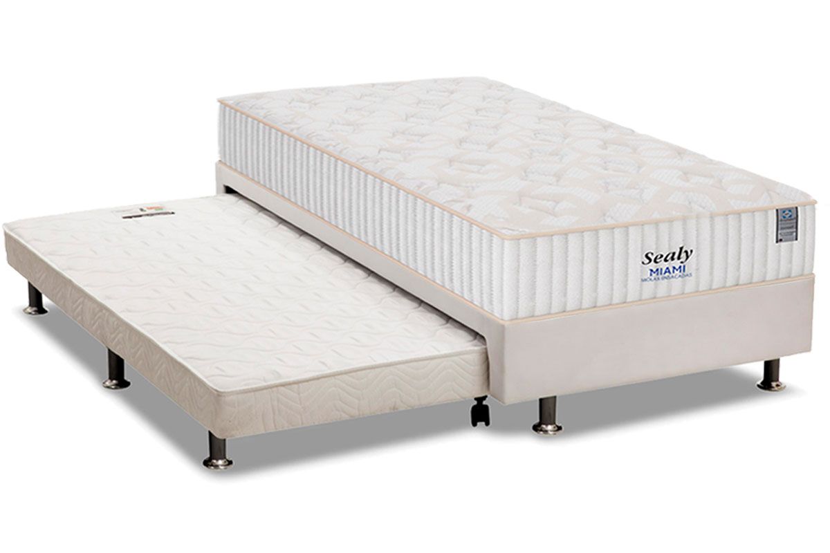 Cama Box c/Aux CRC +Colchão Molas Miami Sealy