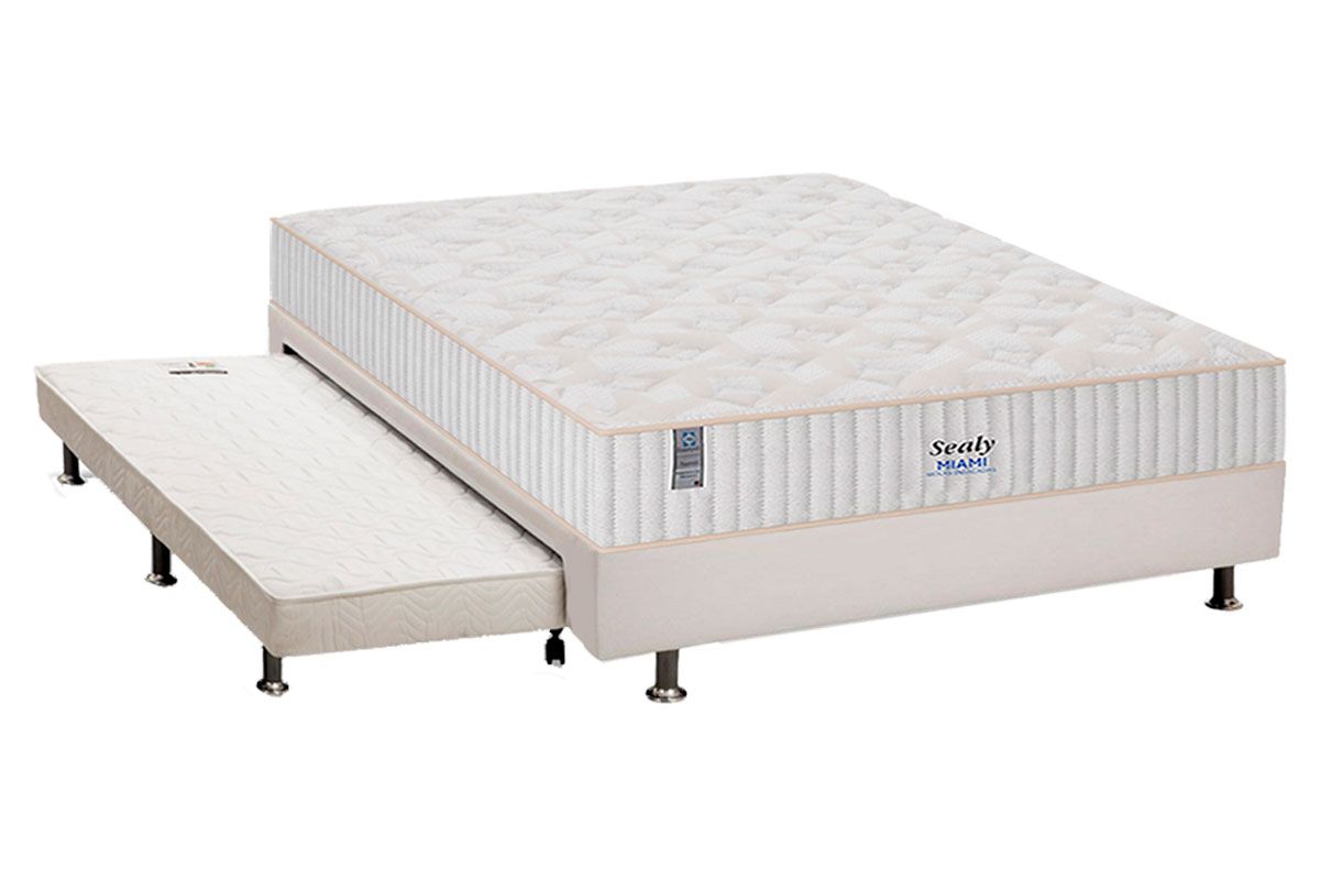 Cama Box c/Aux CRC +Colchão Molas Miami Sealy