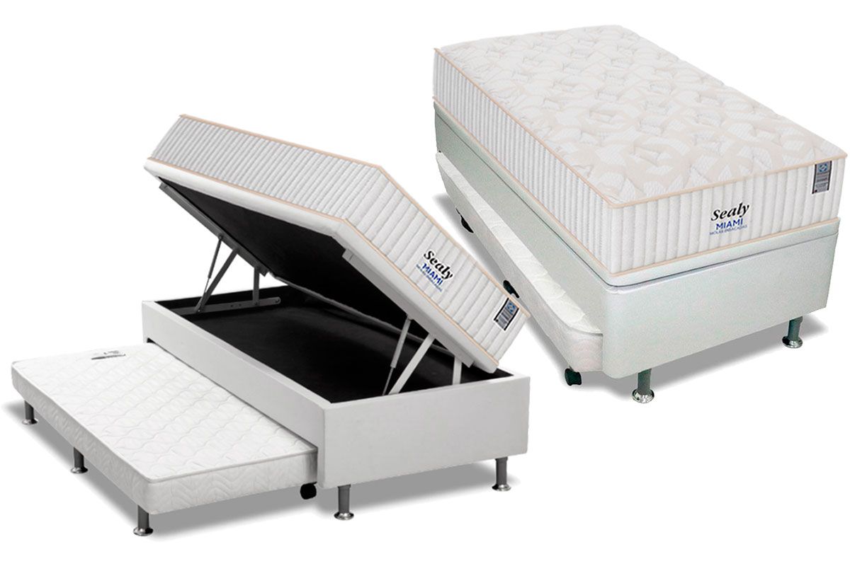 Cama Baú c/Aux CRC +Colchão Molas Miami Sealy
