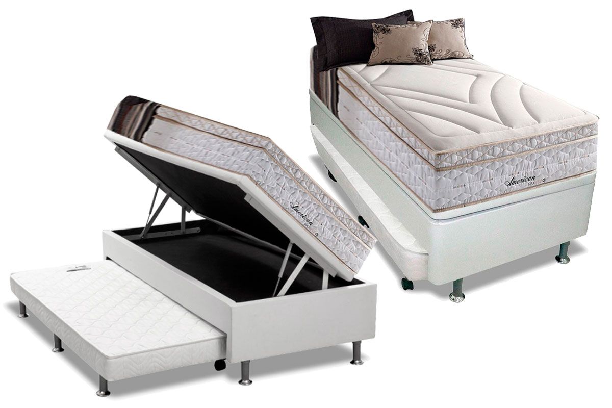 Cama Baú c/Aux CRC +Colchão Molas American Herval