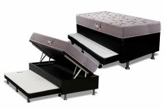 Cama Baú c/Aux Filhão +Colchão Ortopédico Black Herval