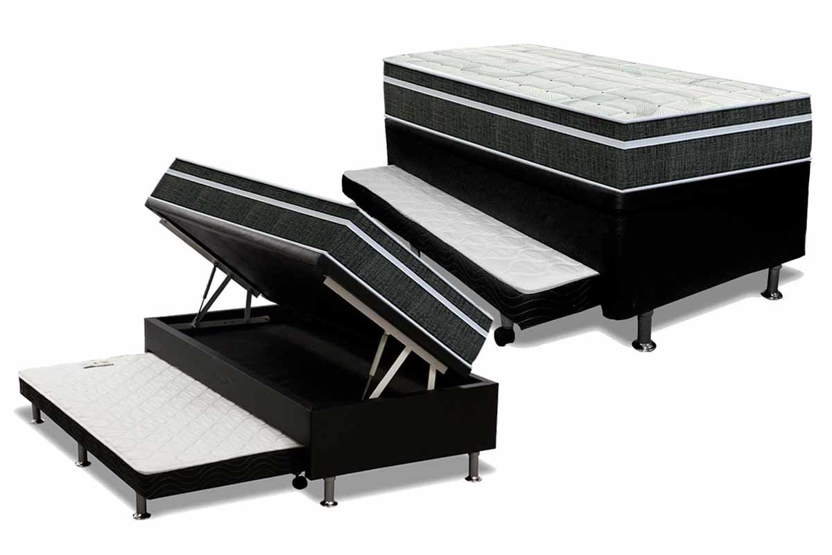 Cama Baú c/Aux CRC +Colchão Molas Venezia Orthoflex