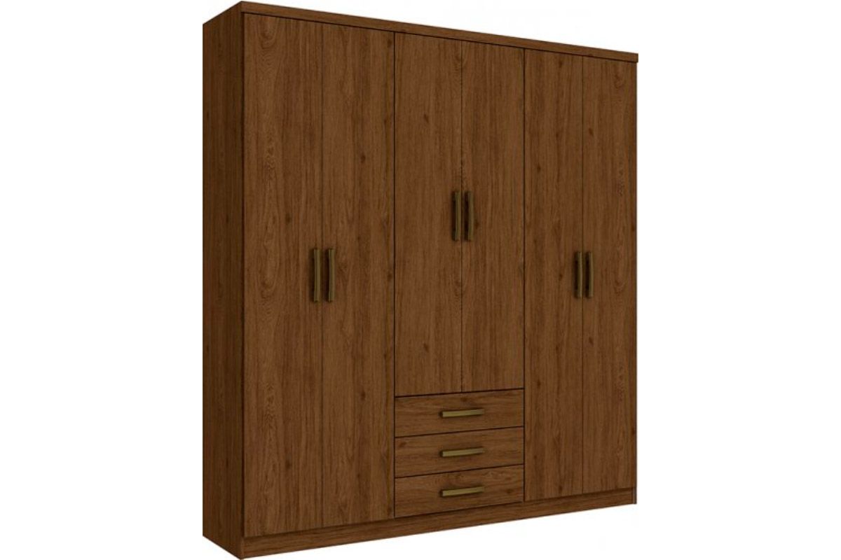 Guarda Roupa Casal 6 Portas e 3 Gavetas Caju Henn