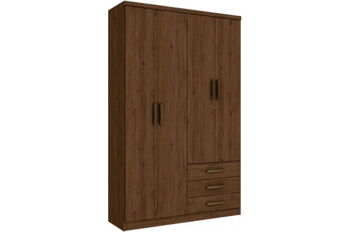 Guarda Roupa Casal 4 Portas e 3 Gavetas Caju Henn