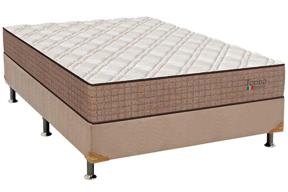 Cama Box CRC +Colchão Molas Torino Hibrido Orthoflex