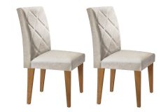 Cadeira Jantar Berlim Kit 2 Un Rufato - Imbuia-Capuccino/Suede Creme