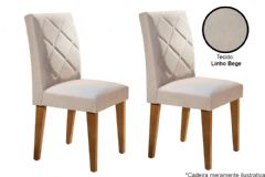Cadeira Jantar Berlim Kit 2 Un Rufato - Imbuia/Linho Bege Turim