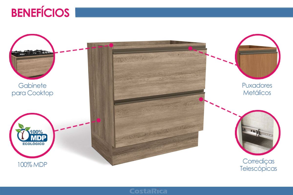 Balcão Cozinha Kappesberg Maxxi G755 c/2 Gavs s/Tampo 80cm Balcão Cozinha Kappesberg Maxxi G755 c/2 Gavs s/Tampo 80cm