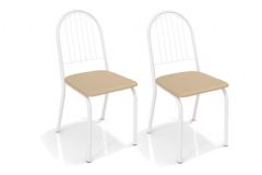 Cadeira Jantar Noruega 2C077BRF Aço Kit 2 Un Kappesberg - Branco/Corano Bege