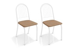 Cadeira Jantar Noruega 2C077BRF Aço Kit 2 Un Kappesberg - Branco/Corano Cappuccino