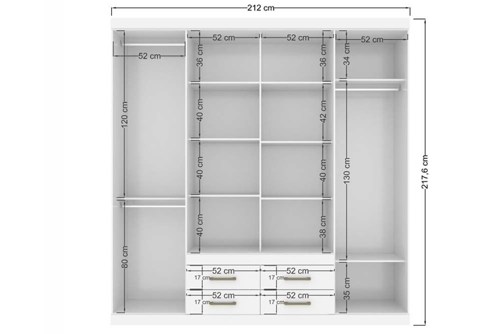 Guarda Roupa Casal 8 Portas (2 c/Espelho) e 4 Gavetas Nápoles S. Andirá Guarda Roupa Casal 8 Portas (2 c/Espelho) e 4 Gavetas Nápoles S. Andirá