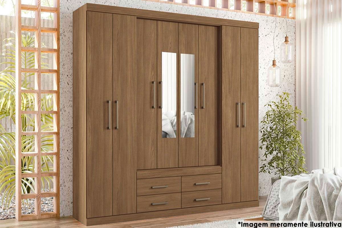Guarda Roupa Casal 8 Portas (2 c/Espelho) e 4 Gavetas Nápoles S. Andirá