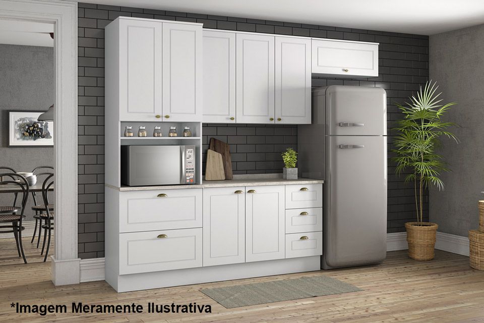 Balcão Cozinha Henn Americana c/2 Portas 3Gavs s/Tampo 120cm Balcão Cozinha Henn Americana c/2 Portas 3Gavs s/Tampo 120cm