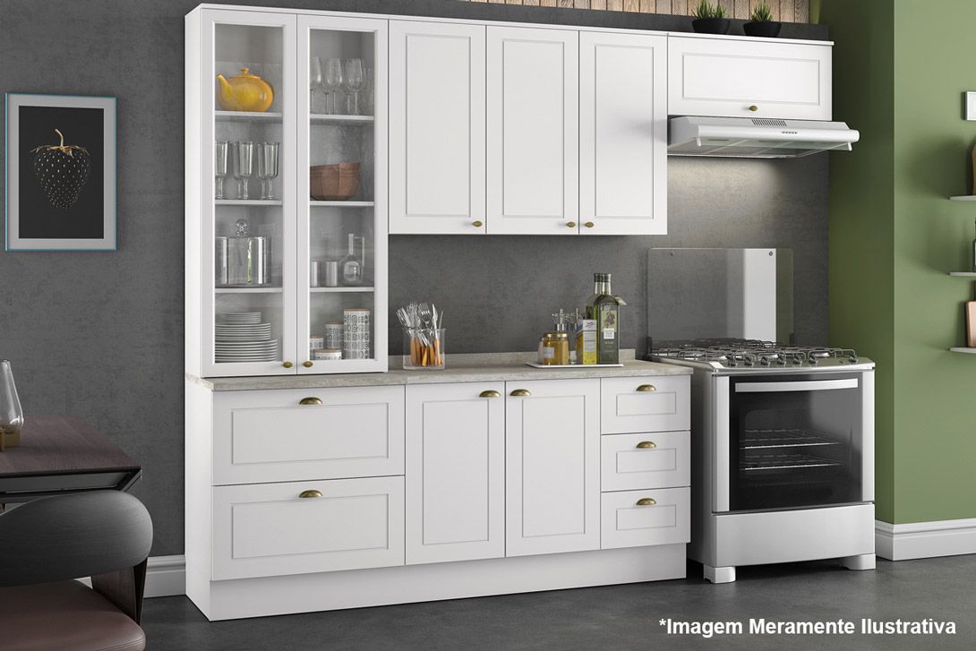 Cristaleira Cozinha Henn Americana c/2 Portas 2Gavs 71cm
