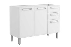 Balcão Cozinha Bertolini Evidence 7024 c/3 Portas e 2 Gavetas s/ Tampo 120cm