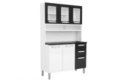 Cozinha Compacta Bertolini Evidence c/6 Portas ( 3 c/Vidro) e 2 Gavetas 120cm