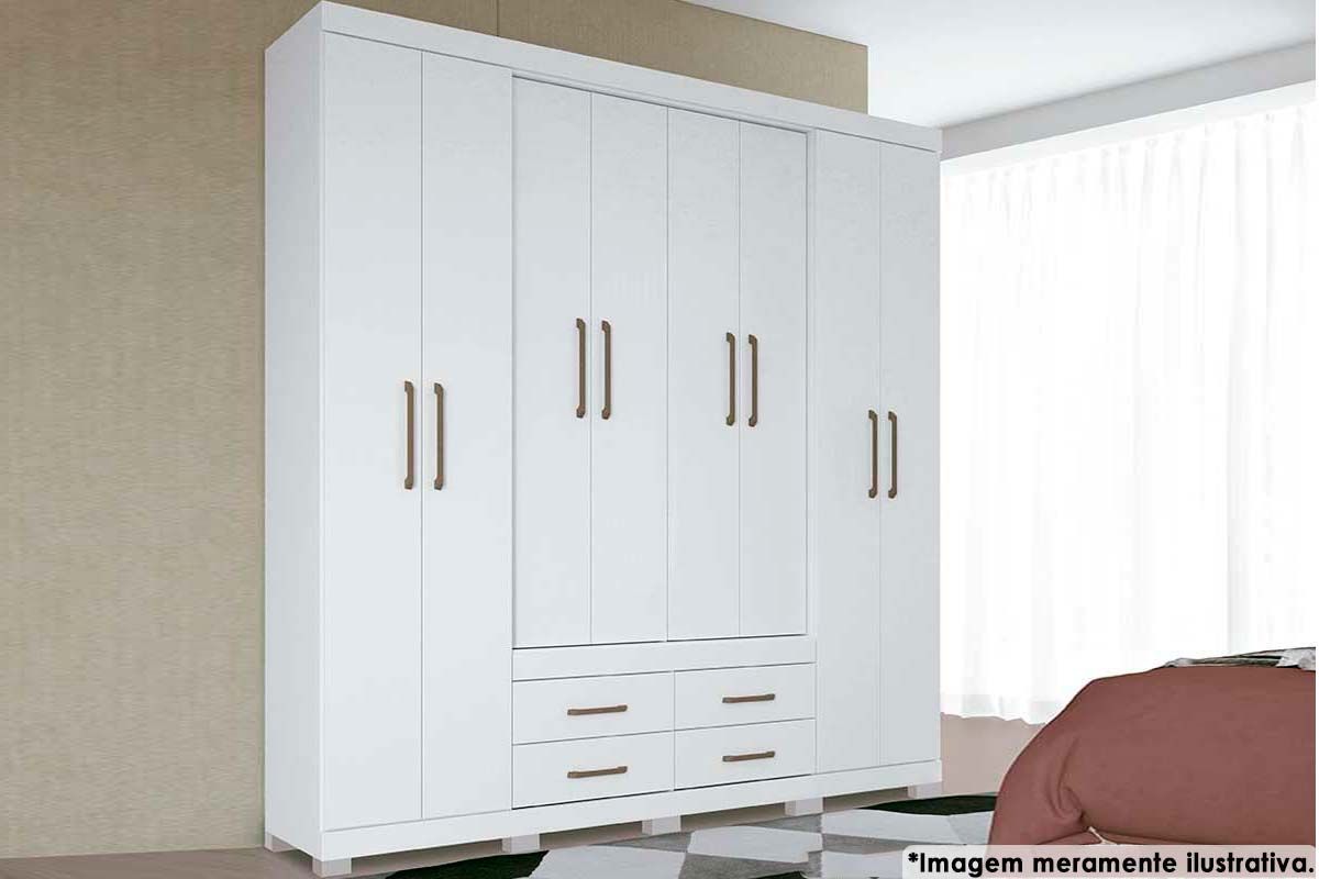Guarda Roupa Casal 8 Portas e 4 Gavetas c/Pés Nápoles S. Andirá Guarda Roupa Casal 8 Portas e 4 Gavetas c/Pés Nápoles S. Andirá
